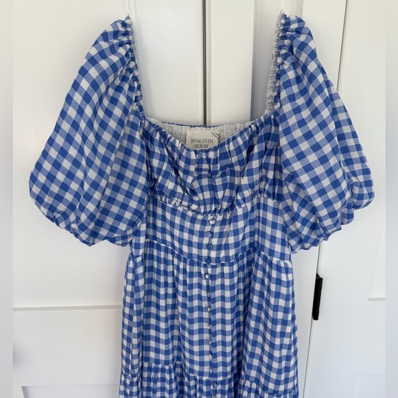 Hyacinth House Blue Gingham Puff Sleeve Dress - Picture 7 of 11